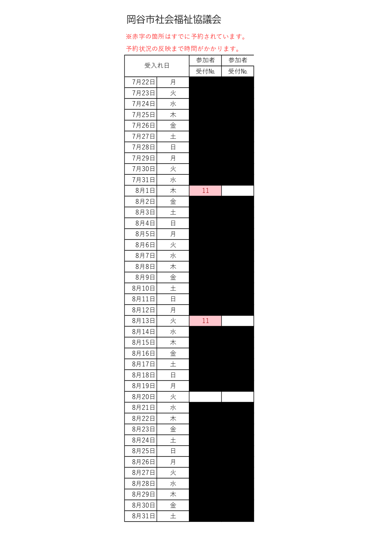 サマちゃれ　受付表　２０２4