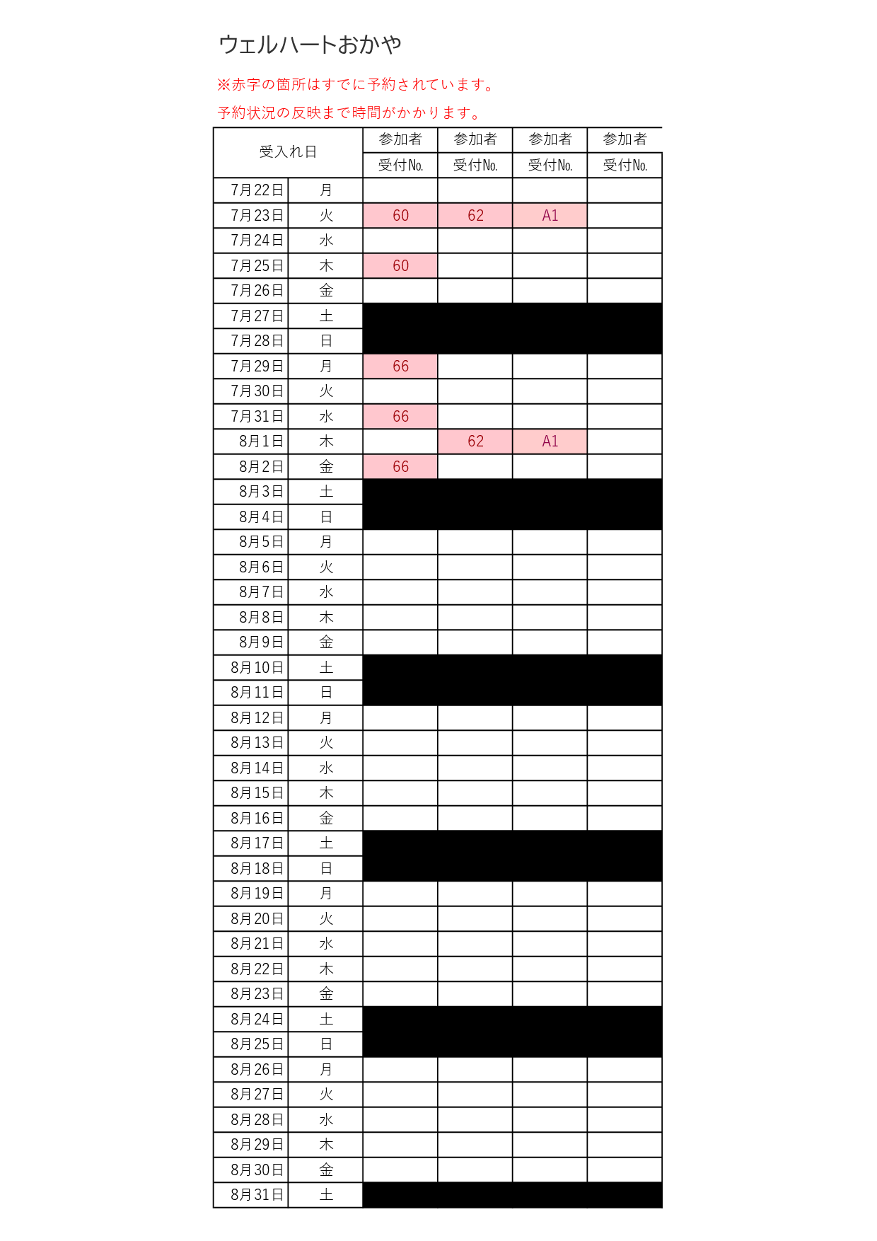 サマちゃれ　受付表　２０２4